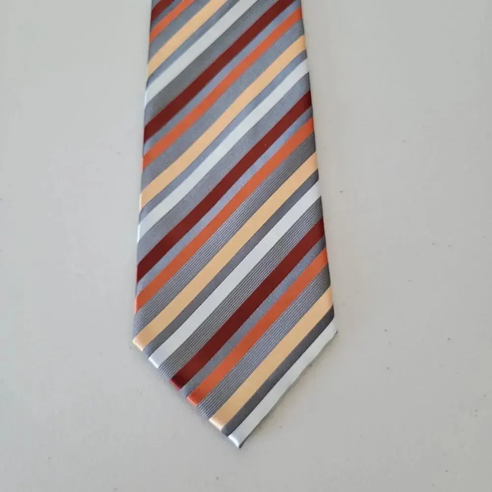 Van Heusen Classic Striped Necktie Mens Tie Gray White Orange Yellow Burgundy